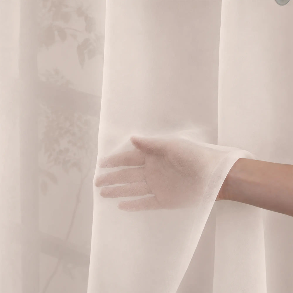 Cortinas Translúcidas Argolla Tergal Beige LARGA