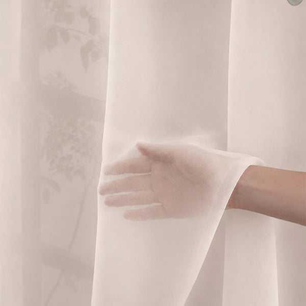 Cortinas Translúcidas Argolla Tergal Beige